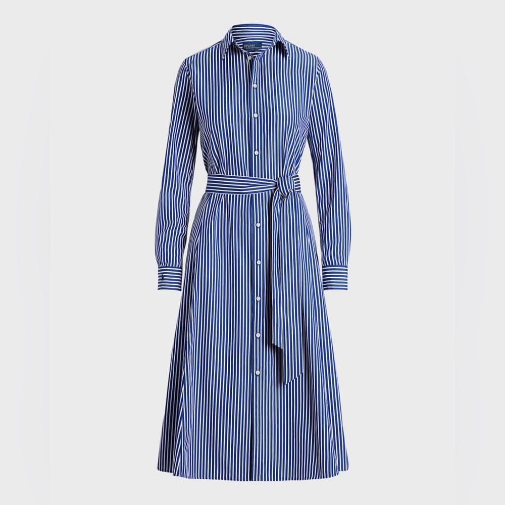 NWT ✨Polo Ralph Lauren✨ Belted Striped Cotton Shirtdress - S 🦋